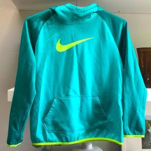 Nike Teal and Neon Green Kids Hoodie